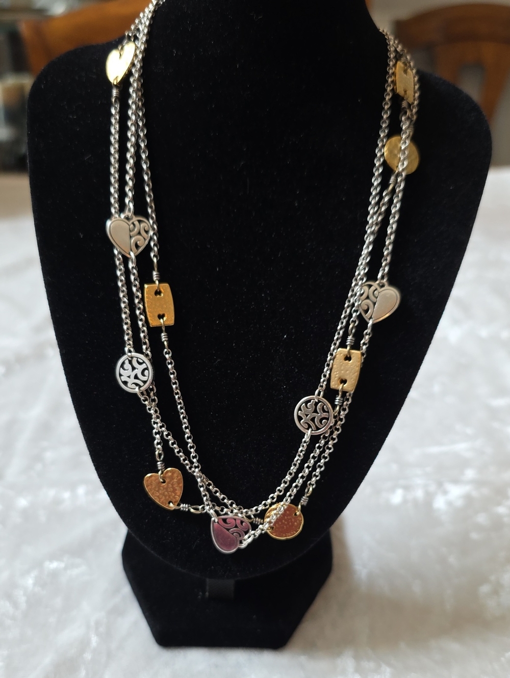 Brighton Retired Deco 3 Chain Necklace